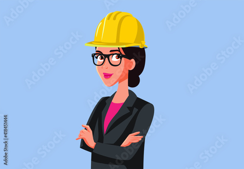 Female Contractor Wearing Hard Hat