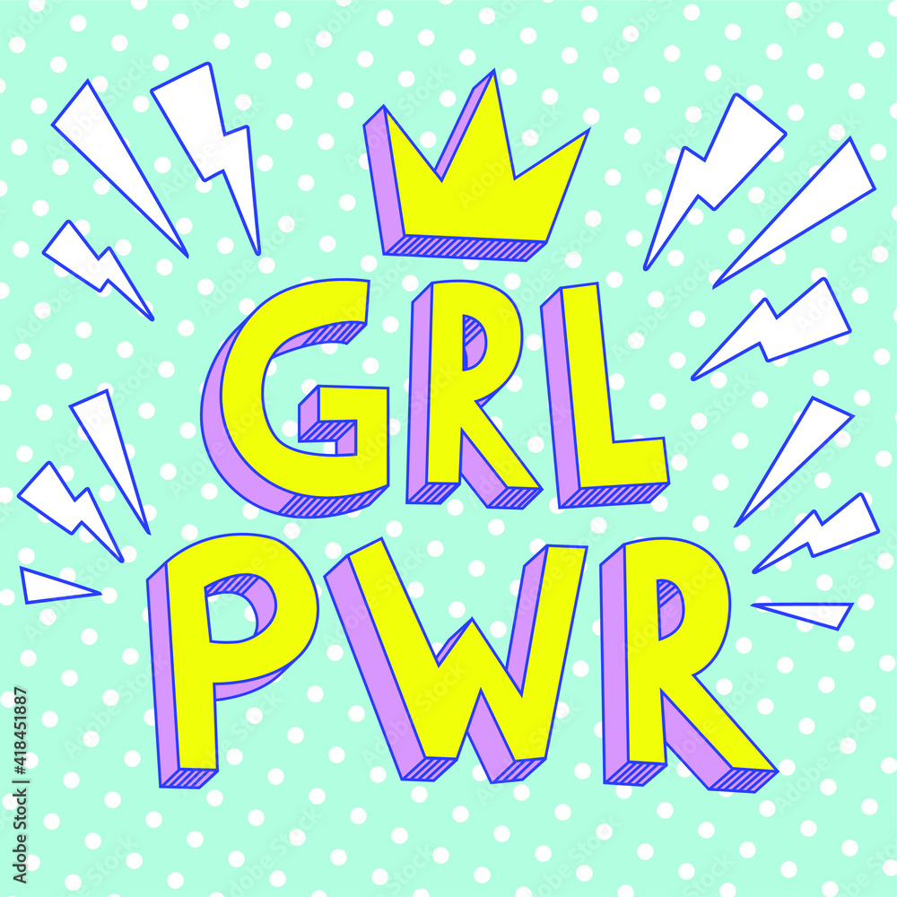 GIRL POWER vector, Graphic design of women day. Vector illustration ...