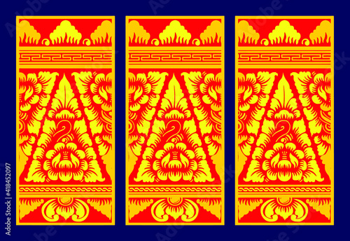 Geometric Indonesian batik motifs with distinctive Balinese floral pattern