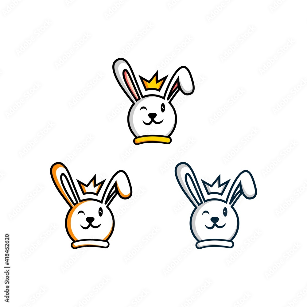 Obraz premium Cute rabbit logo design vector illustration