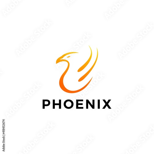 Stylish phoenix logo design vector illustration