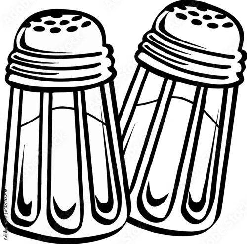 salt shaker line drawing vector, Salt and pepper shakers linear icon. Cooking spices. Thin line illustration. Contour symbols. Vector isolated outline drawing