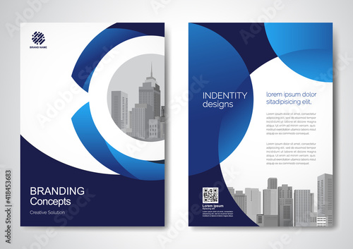 Template vector design for Brochure, AnnualReport, Magazine, Poster, Corporate Presentation, Portfolio, Flyer, infographic, layout modern with blue color size A4, Front and back, Easy to use and edit.