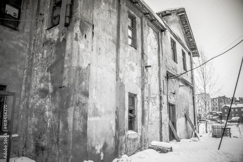 Old Abandoned Building in Winter in Former Soviet Republic Old Abandoned Building in Winter in Former Soviet Republic