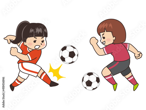 女子サッカーボール選手　スポーツ　部活動