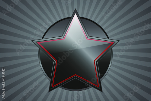 Abstract black background with star sign. Military concept illustration. Blackstar symbol. photo