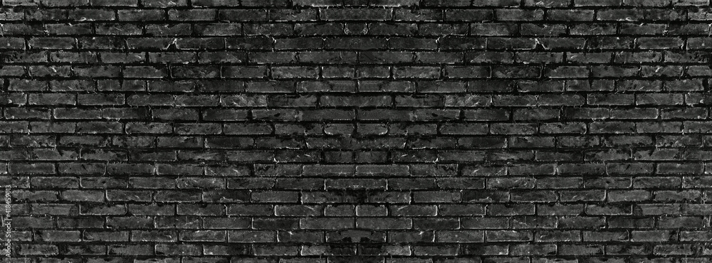 Naklejka Old vintage retro style black bricks wall for brick background and texture.