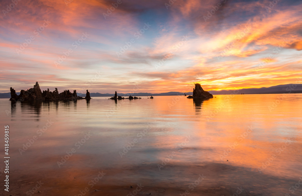dramatic summer sunrise and sunset images of Mono Lake  in California.
