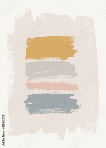 Vector boho wall art print. Trendy neutral  bohemian style acrylic painting, home decor. Abstract art in soft pastel colors. Scandinavian wall decoration. Brochure cover creative contemporary design