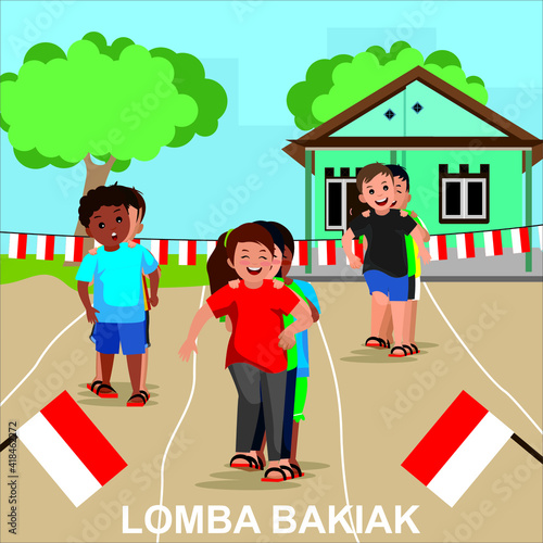 lomba Bakiak is one type of competition that is competed in the Indonesian Independence celebration event photo