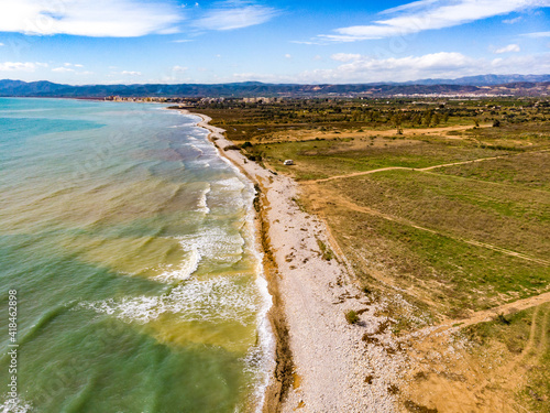 Aerial view. Shoreline sea coast in Spain. photo