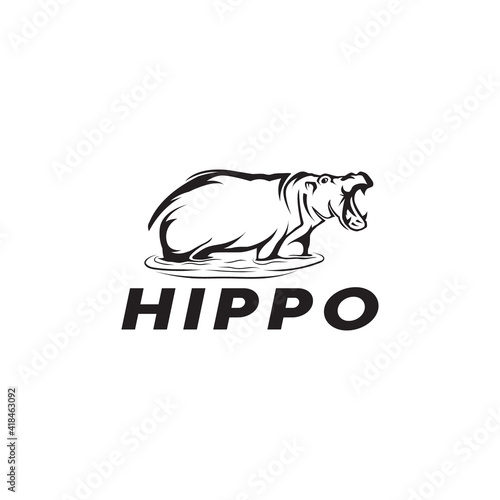 angry hippo logo template as a symbol of defense