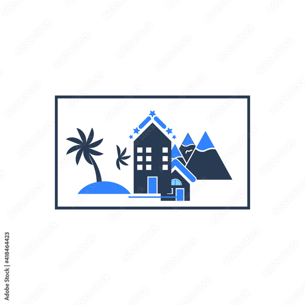 Resort Icon. Hotel Icon. Five star hotel icon Resort Icon. Hotel Icon. Five star hotel icon