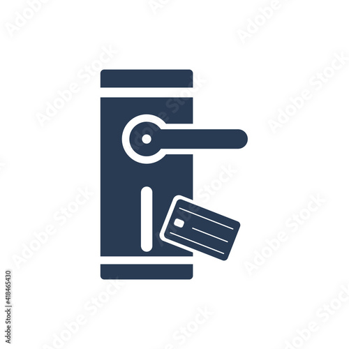 Door security lock icon. Digital lock, wifi lock, door protection lock icon with vector illustration and flat shape.