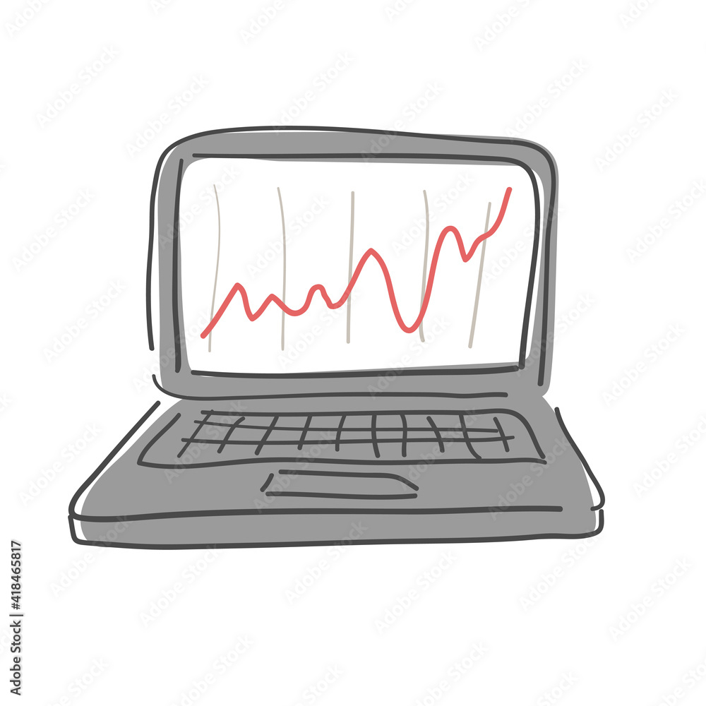 Graph screen illustration on the laptop screen. Graph screen illustration on the laptop screen.