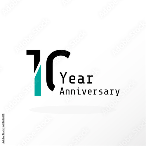 10 Years Anniversary Celebration Blue Color Vector Template Design Illustration