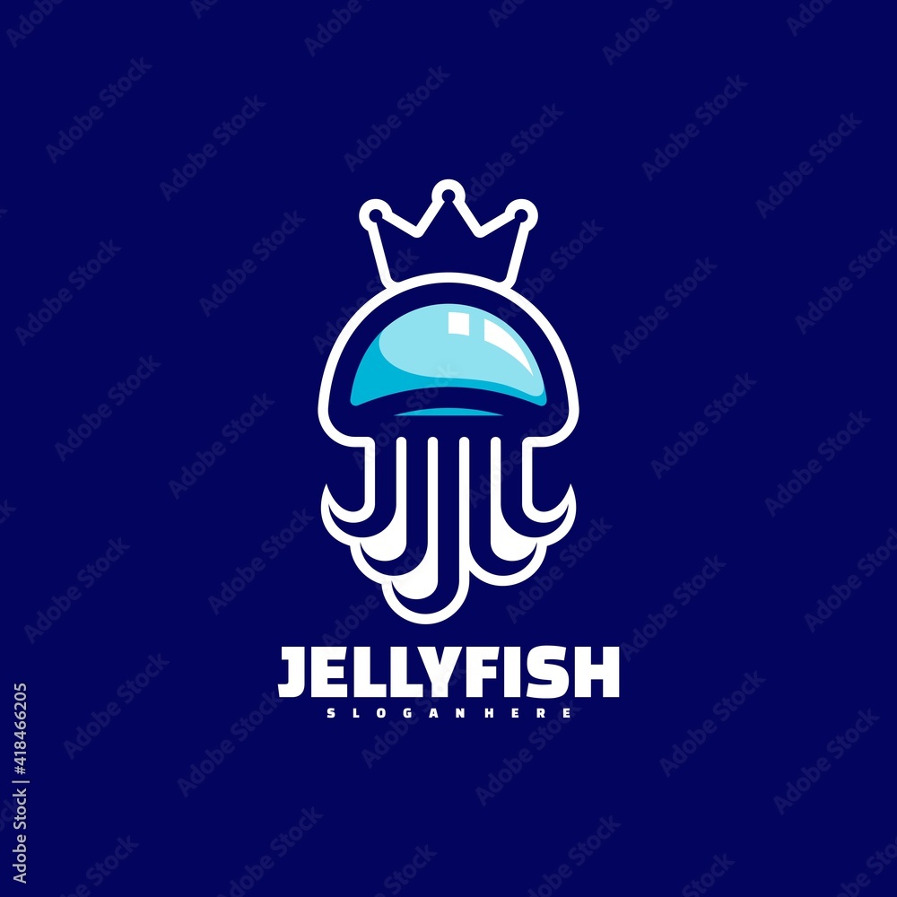 Vector Logo Illustration Jelly Fish Simple Mascot Style. Vector Logo Illustration Jelly Fish Simple Mascot Style.