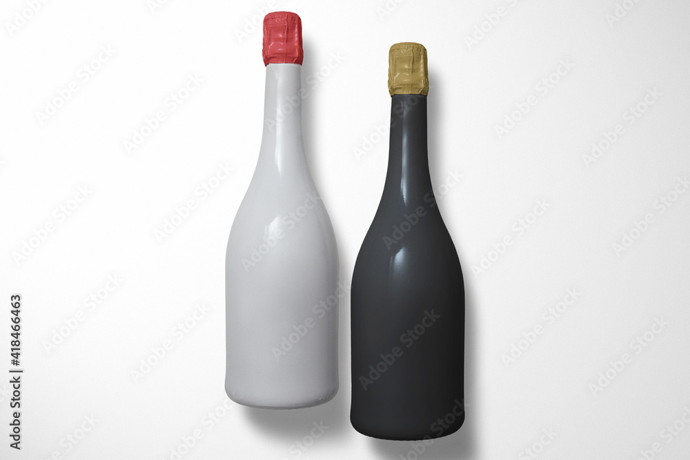 top view blank wine bottle free space text mockup isolated on white background top view blank wine bottle free space text mockup isolated on white background
