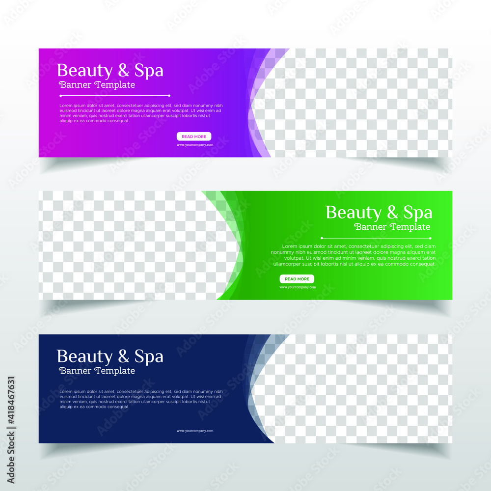 Beauty and spa web banner with place for photo. Horizontal Layout template. Business Ad banner. Vector EPS 10 Beauty and spa web banner with place for photo. Horizontal Layout template. Business Ad banner. Vector EPS 10