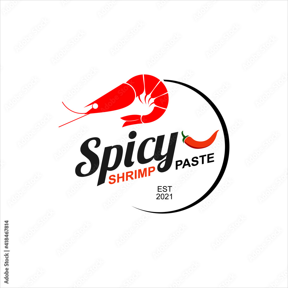 Shrimp Paste Logo Traditional Asian Food. Spicy Seasoning Ingredient
