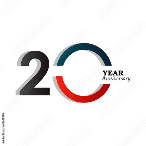 20 Years Anniversary Celebration Black Blue Color Vector Template Design Illustration