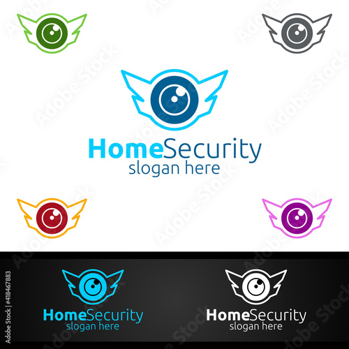 Camera CCTV Home Security Logo for Network, Internet, Monitoring, and Alarm