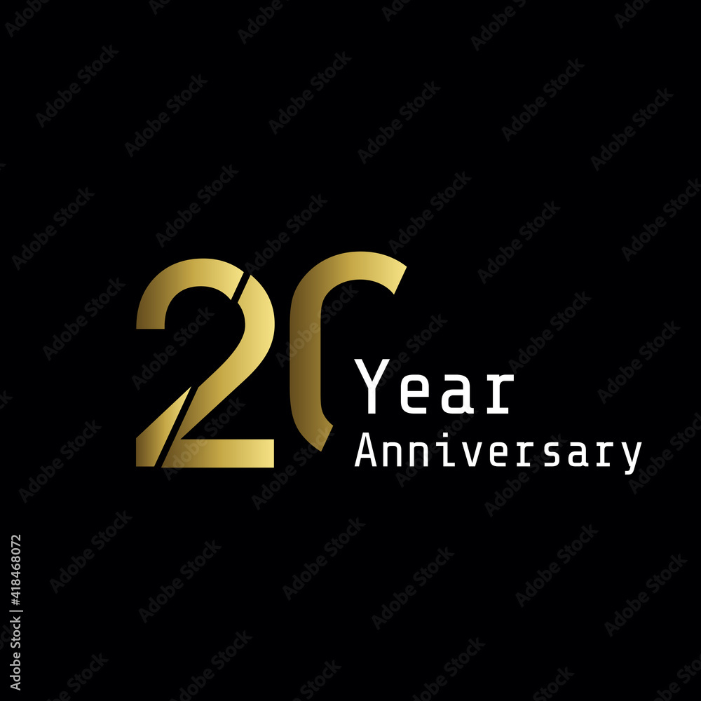 20 Years Anniversary Celebration Gold Black Background Color Vector Template Design Illustration 20 Years Anniversary Celebration Gold Black Background Color Vector Template Design Illustration