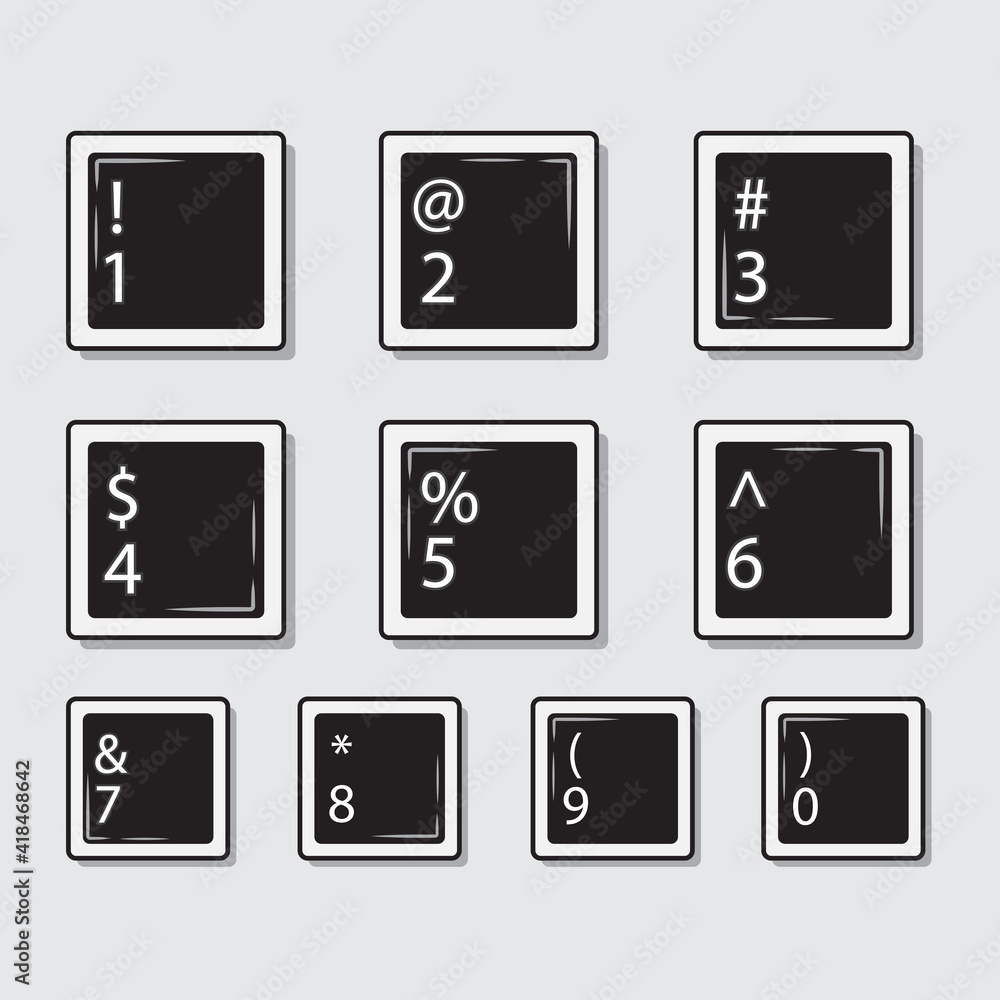 Key Numbers And Text Design Poster Illustration vector graphic of keyboard numbers with flat style ...