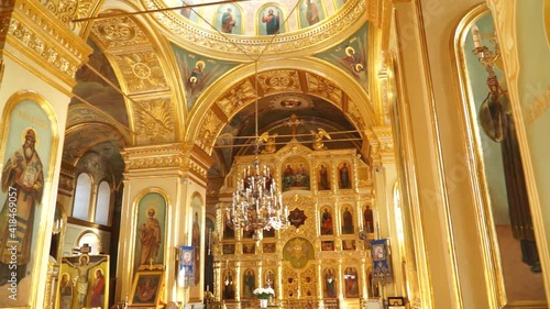 A christian orthodox church. Beautiful old temple. Wall painting in the church.