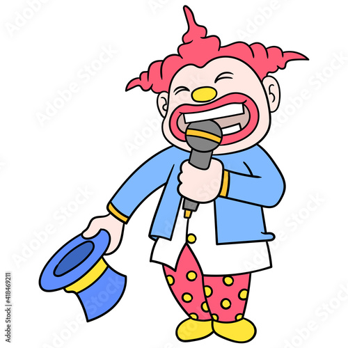the emcee clown with a happy face, doodle icon image kawaii