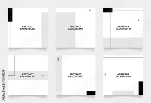 abstract background design for social media insta story feed post. black grey white geometric shape object. copy space for text. instagram square flyer banner