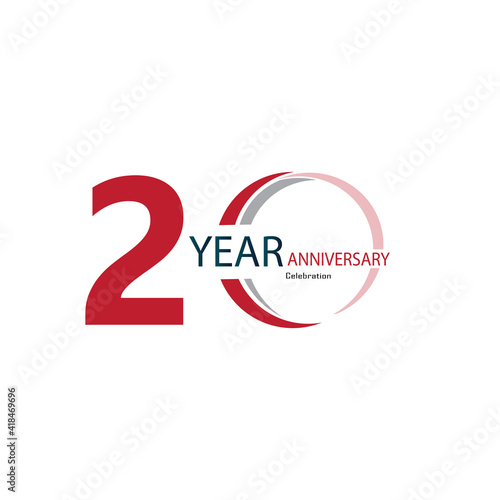 20 Years Anniversary Celebration Color Vector Template Design Illustration