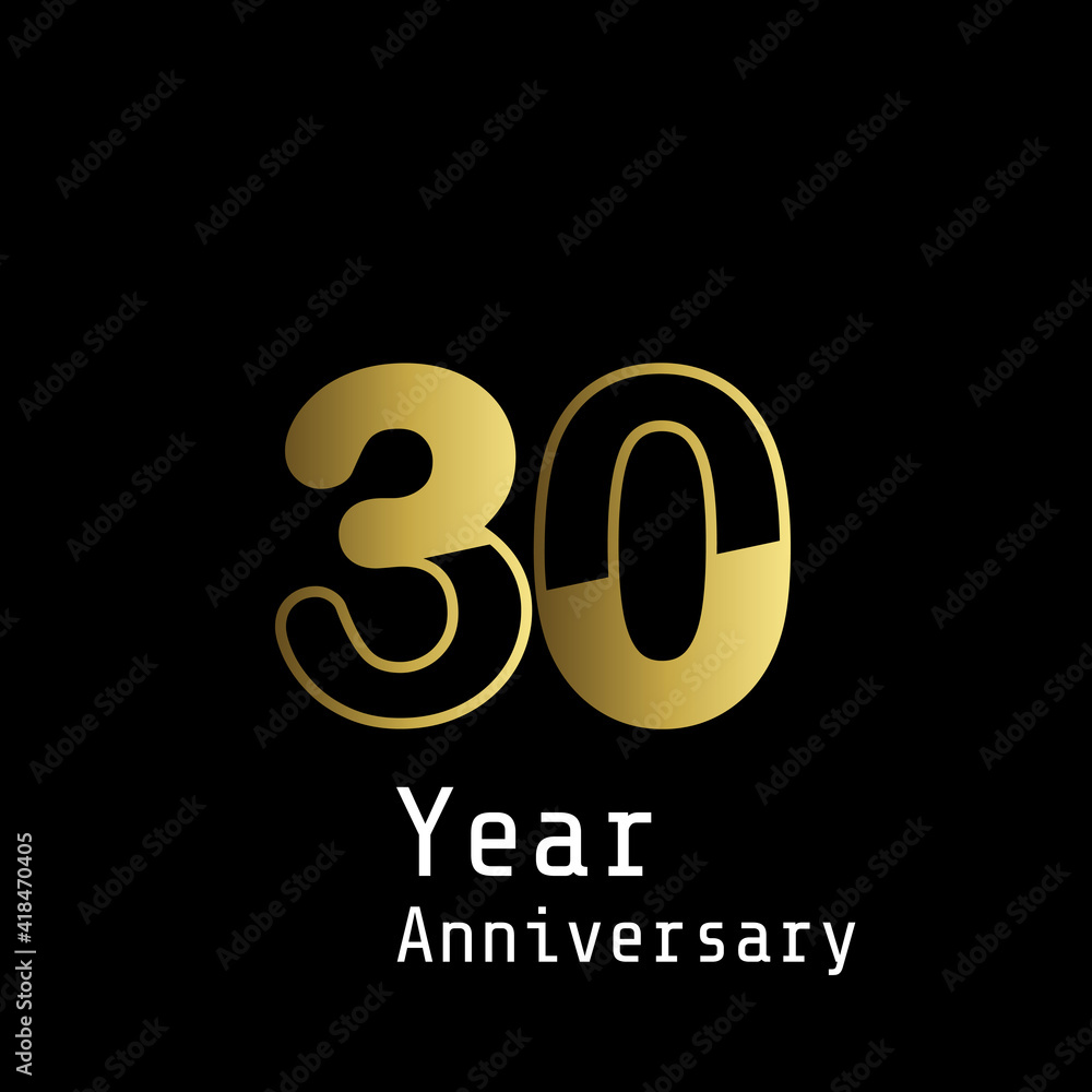 30 Years Anniversary Celebration Gold Black Background Color Vector Template Design Illustration 30 Years Anniversary Celebration Gold Black Background Color Vector Template Design Illustration