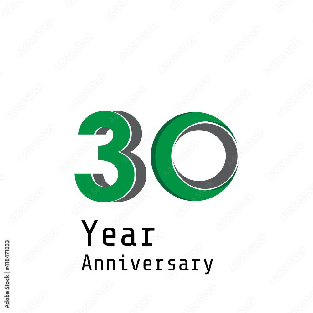 30 Years Anniversary Celebration Green Vector Template Design Illustration 30 Years Anniversary Celebration Green Vector Template Design Illustration