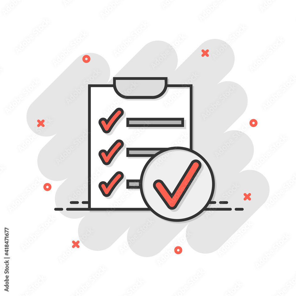 Vector cartoon to do list icon in comic style. Checklist, task list sign illustration pictogram. Reminder business splash effect concept. Vector cartoon to do list icon in comic style. Checklist, task list sign illustration pictogram. Reminder business splash effect concept.
