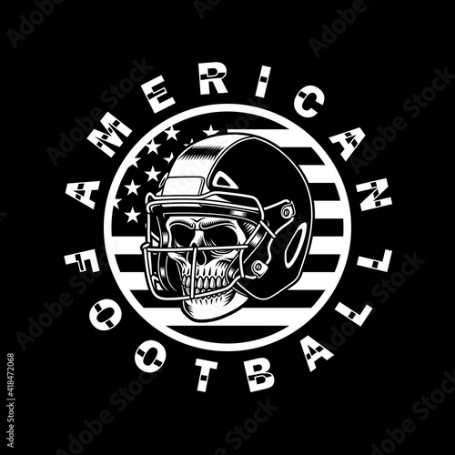 American Football Skull With Helmet