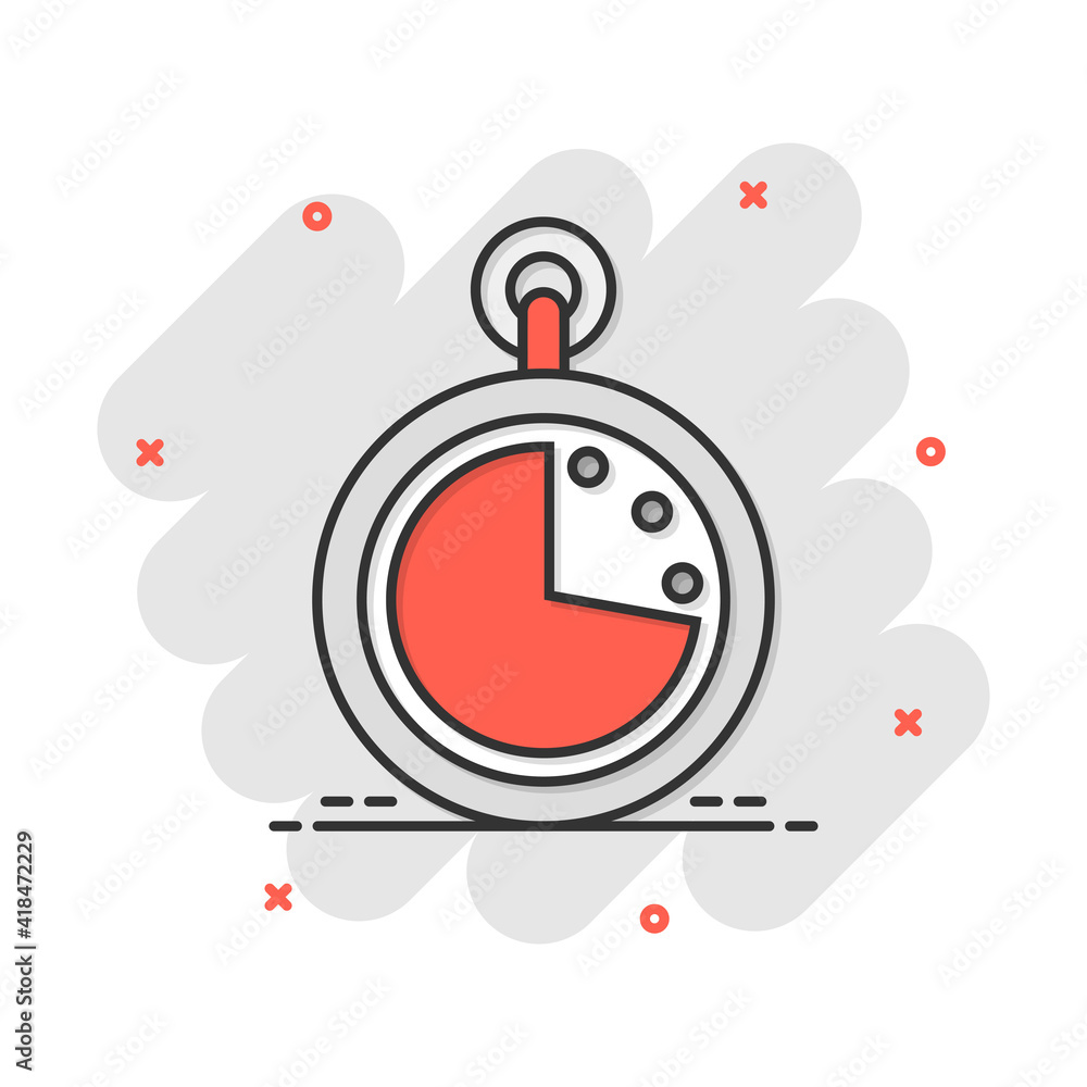 Vector cartoon clock timer icon in comic style. Watch sign illustration pictogram. Clock business splash effect concept. Vector cartoon clock timer icon in comic style. Watch sign illustration pictogram. Clock business splash effect concept.