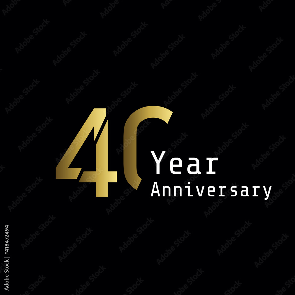 40 Years Anniversary Celebration Gold Black Background Color Vector Template Design Illustration 40 Years Anniversary Celebration Gold Black Background Color Vector Template Design Illustration