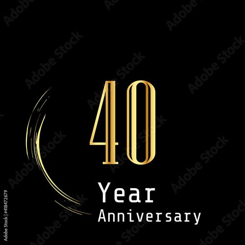 40 Years Anniversary Celebration Gold Black Background Color Vector Template Design Illustration