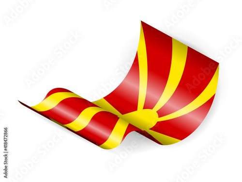 Waving North Macedonia flag