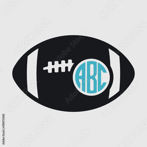 Ragby Ball Circle Monogram | Rugby Ball | Ball | Football | Sports Ball | American football | Circle Monogram |