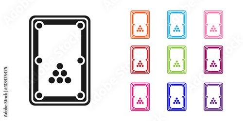 Black Billiard table icon isolated on white background. Pool table. Set icons colorful. Vector.