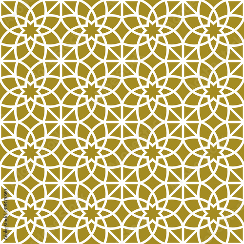 Floral Andalusian gold seamless elegant pattern, oriental, geometric, Arabian, Eastern and Islamic style.