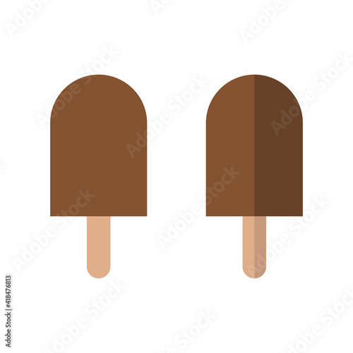 Ice cream flat vector illustration. Chocolate cold dessert art icon for shops, prints, menu, shop, delivery