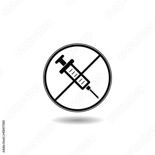  No vaccine sign icon with shadow