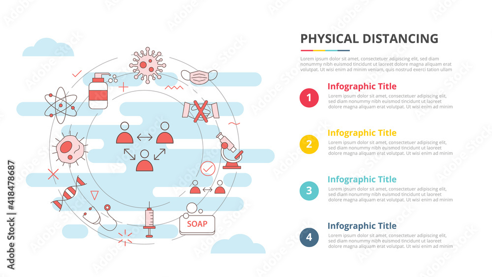 social distancing concept for infographic template banner with four point list information