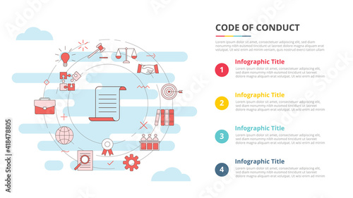 code of conduct concept for infographic template banner with four point list information photo