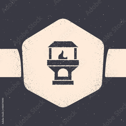 Pop art Brick stove icon isolated on color background. Brick fireplace, masonry stove, stone oven icon. Vector.