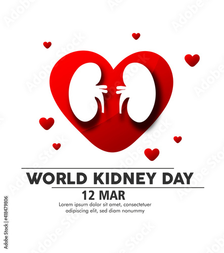 Illustration Of World Kidney Day Poster Or Banner Background.Kidney care logo design. Urology vector design. World kidney day logotype