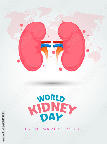 Illustration Of World Kidney Day Poster Or Banner Background.Kidney care logo design. Urology vector design. World kidney day logotype